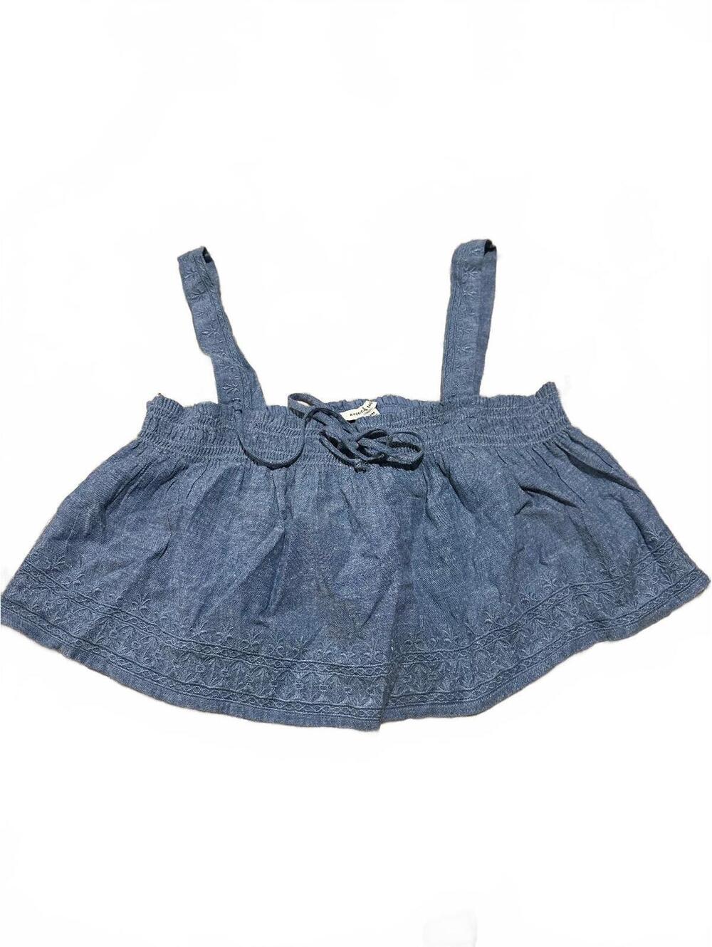 American Eagle Blue Crop Top with Straps, Size M